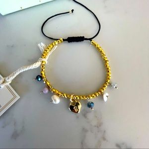 NWT 18k Gold Plated over Brass Beaded Bracelet